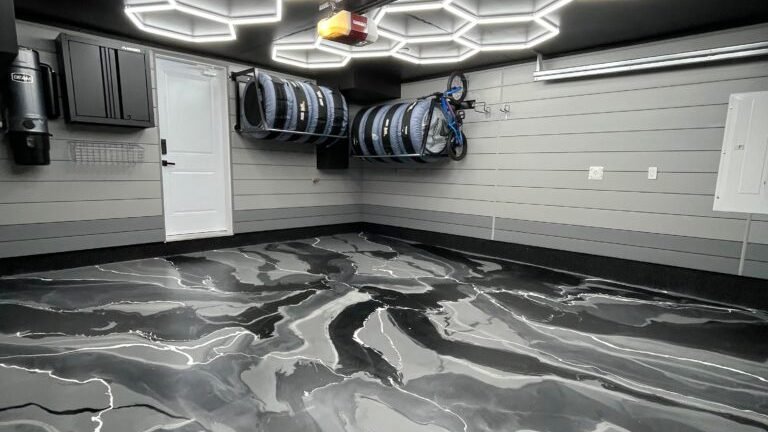 Metallic garage floor