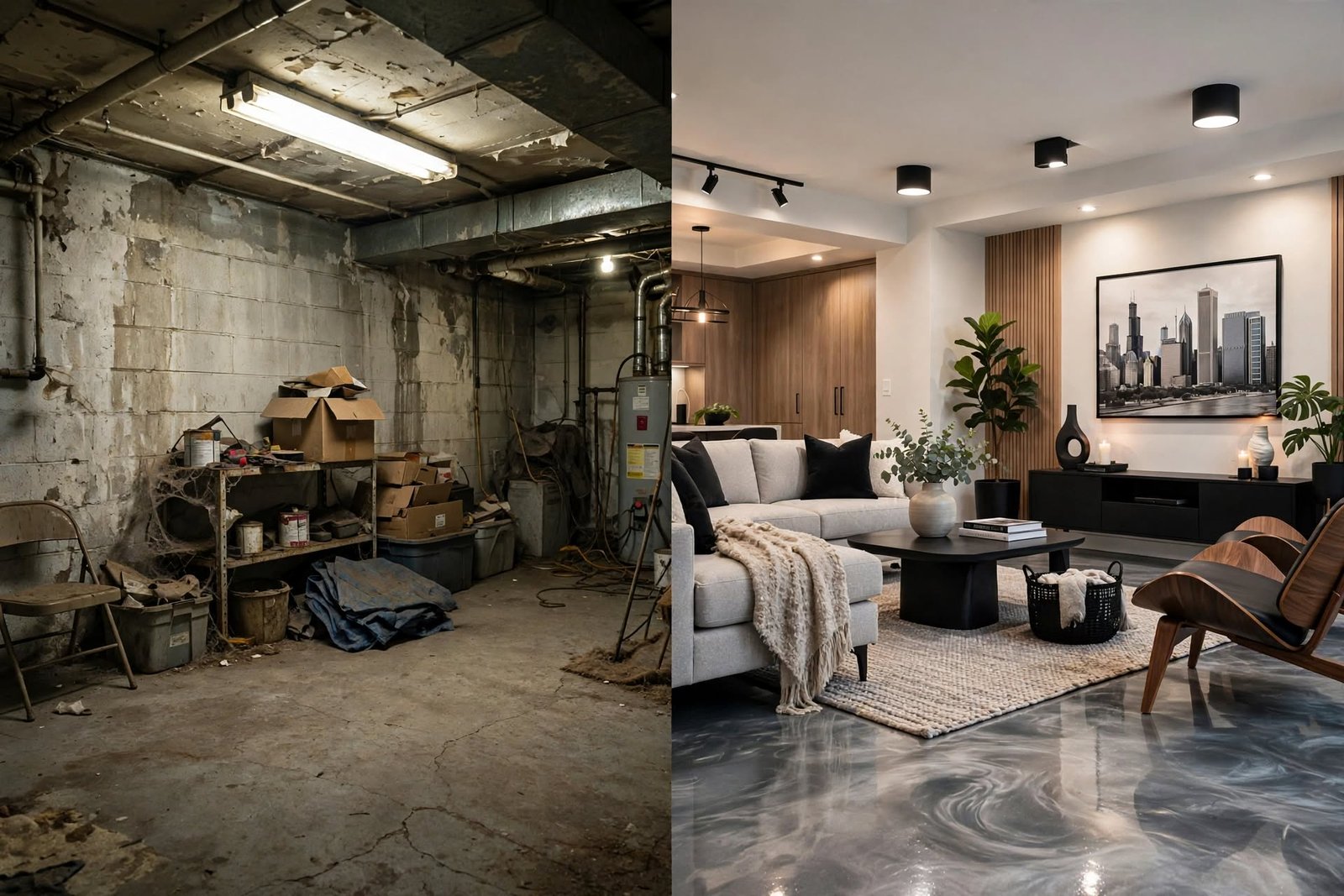 basement transformation photoreal
