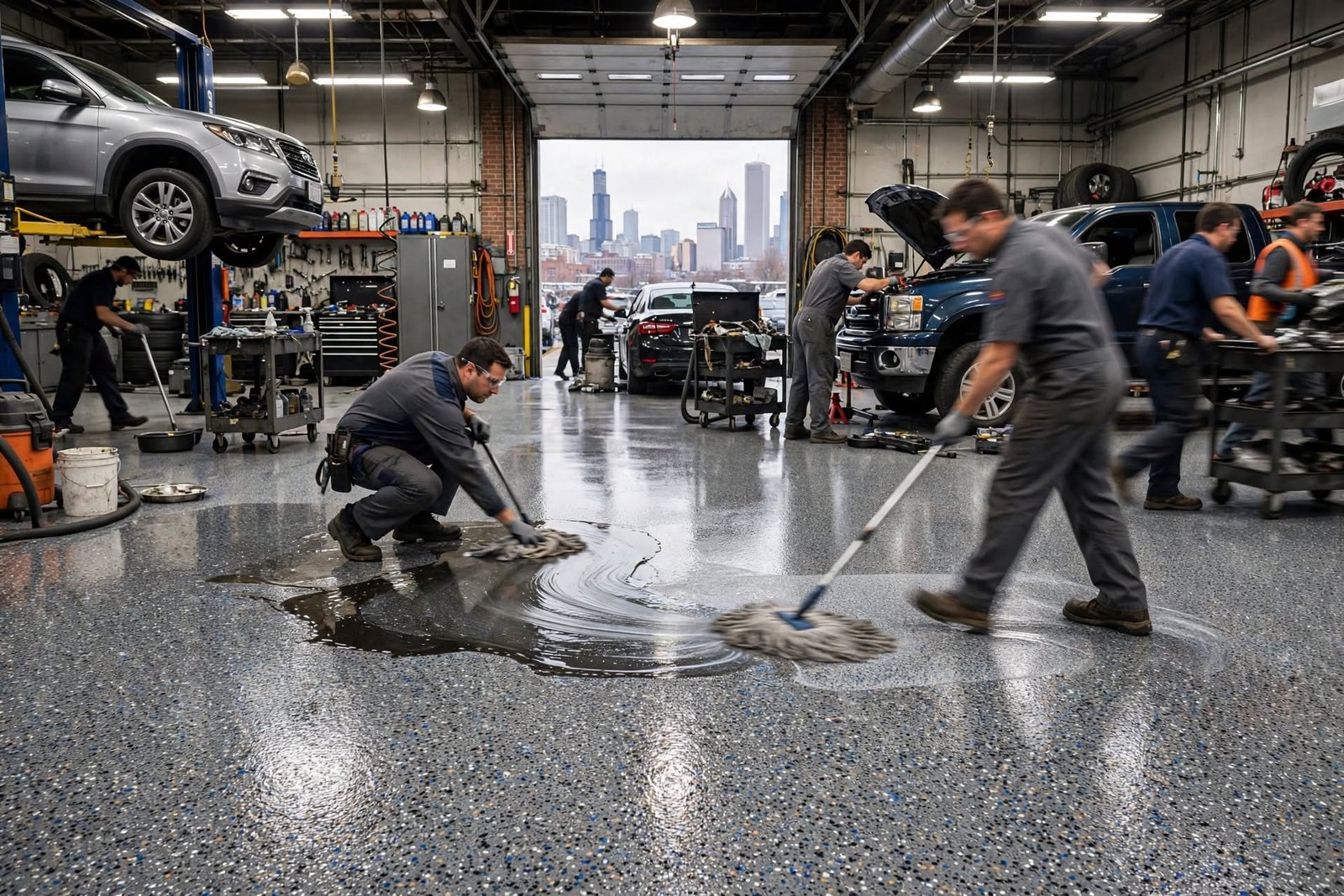 busy garage floor busy garage floor