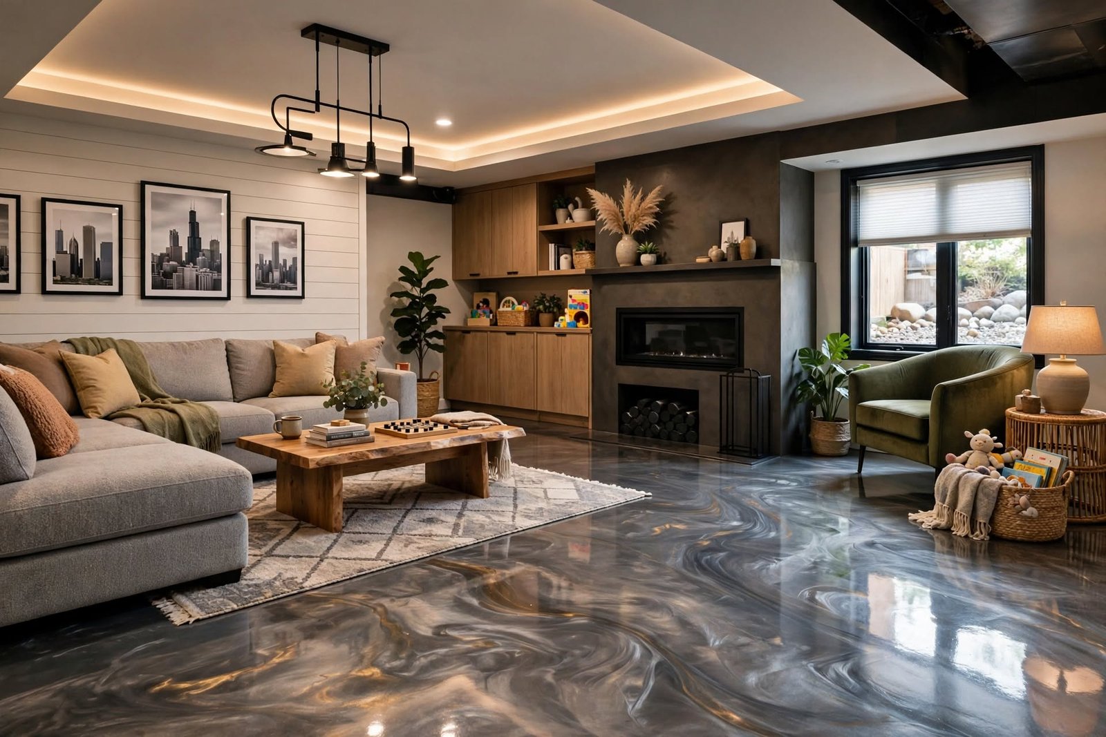 finished basement living room