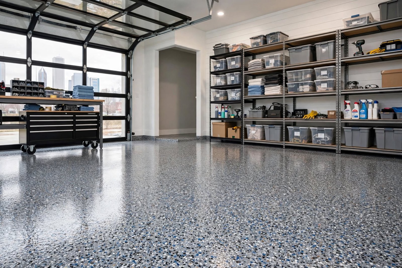 flake epoxy garage