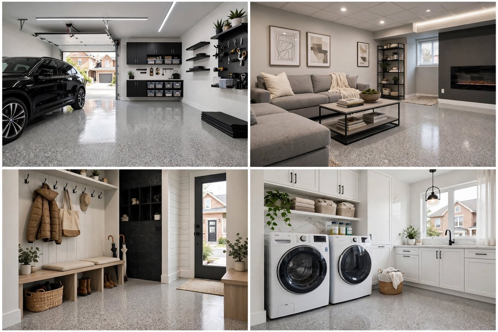 flake flooring collage