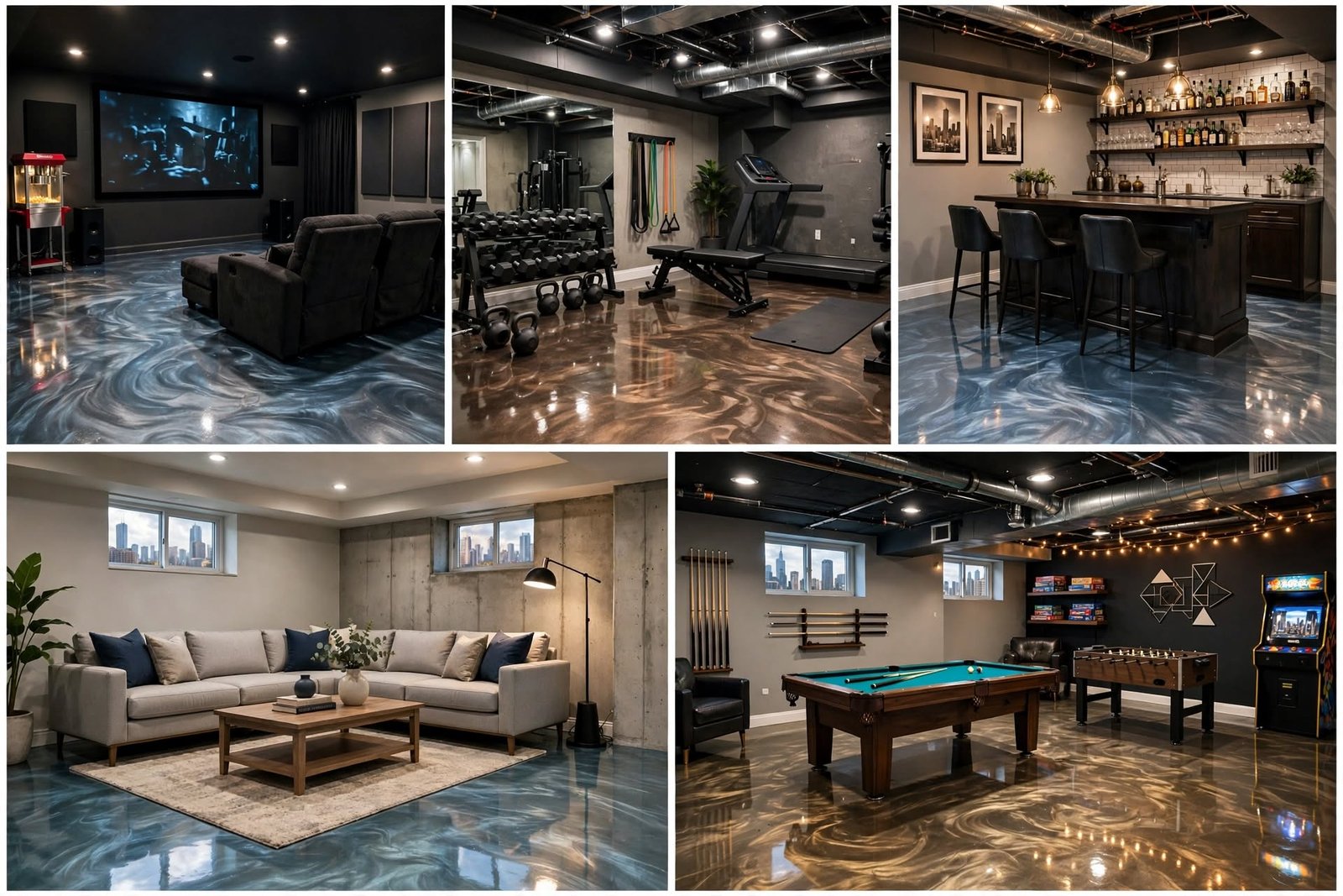 metallic basement collage