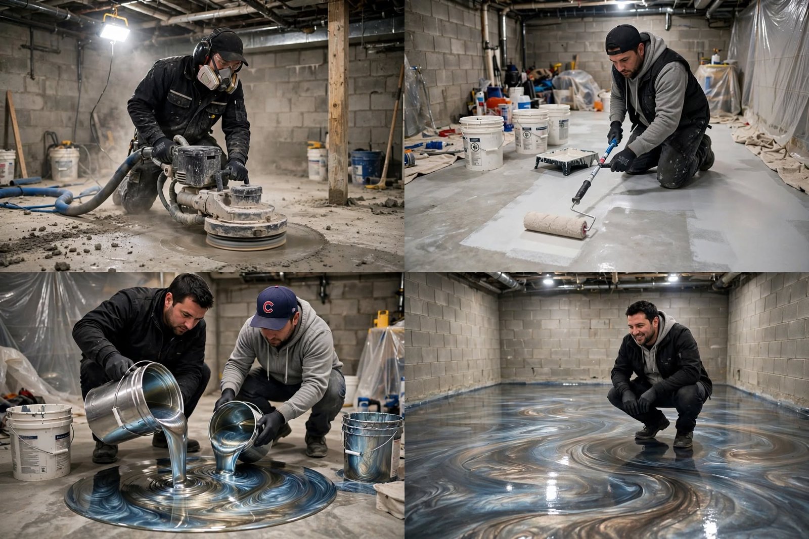 metallic epoxy basement process