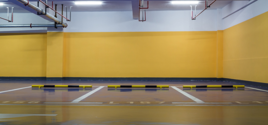 Finished polyaspartic flake garage floor coating in a Chicago home